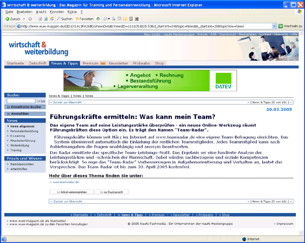 Artikel Wirtschaft und Weiterbildung